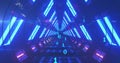 Image of binary coding and digital tunnel over circles Royalty Free Stock Photo