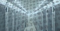 Image of binary coding numbers changing over computer servers Royalty Free Stock Photo
