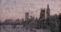 Image of binary coding over london cityscape Royalty Free Stock Photo