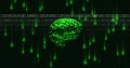 Image of binary coding over spinning brain Royalty Free Stock Photo