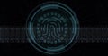 Image of biometric fingerprint over computer servers Royalty Free Stock Photo