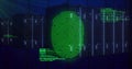 Image of biometric fingerprint over computer servers Royalty Free Stock Photo