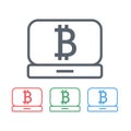 Image bitcoin on computer monitor.. The concept of virtual currency. Vector illustration.