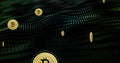 Image of bitcoin currency icons financial data processing over binary coding Royalty Free Stock Photo