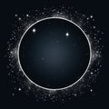 an image of a black circle with stars around it on a black background Royalty Free Stock Photo