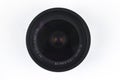 Image of a black color camera lens of a digital camera placed over a white background Royalty Free Stock Photo