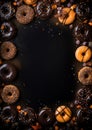 black donut halloween frame border