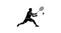 badminton player silhouette in action pose Royalty Free Stock Photo