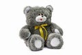 Image of black toy teddy bear sitting at isolated white background Royalty Free Stock Photo