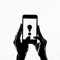 image of black white gamma arms hold use smart phone Royalty Free Stock Photo