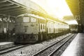 Train led by Old Diesel Electric locomotives at Bangkok Railway Station