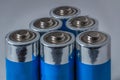 Blue AA Batteries on White Background Royalty Free Stock Photo