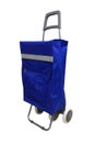 Blue bag on wheels isolated on white background Royalty Free Stock Photo