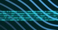 Image of blue lines over moving illuminated binary codes