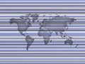 IMAGE OF BLUE LINES WITH THE SILHOUETTE OF THE WORLD MAP AS A BACKGROUND Royalty Free Stock Photo
