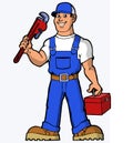 Plumber repair illustration cartoon blue man handyman specialist