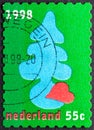 Image of blue tree and red heart on green background by Willem Henri Lucas