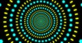 Image of blue and yellow circles neon pattern moving in hypnotic motion on seamless loop Royalty Free Stock Photo