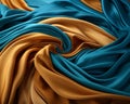 an image of a blue and yellow silk fabric