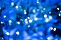 Image of blurred bokeh background with blue colorful lights, Color of the year. Royalty Free Stock Photo