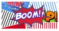 Image of boom text and comic texts on white background Royalty Free Stock Photo