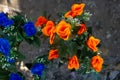 The image of a bouquet of artificial poppies in a vase, isolated, on a white background Royalty Free Stock Photo