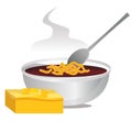 Bowl of Chili and Hot Buttered Cornbread Royalty Free Stock Photo