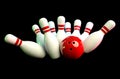 Image of bowling scene with black background
