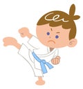 The image of a Boy doing karate kick Royalty Free Stock Photo