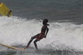 The boy surfer in Lagos popular beach, Tarkwa bay, Lagos Nigeria Royalty Free Stock Photo