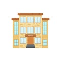 An image of a brick school building in a classic orange style. Educational institution. Vector illustration isolated on Royalty Free Stock Photo