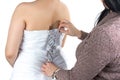 Image of bridesmade and bride's back Royalty Free Stock Photo