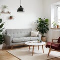 Bright living room with sofa carpet and armchair Royalty Free Stock Photo