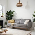 Bright living room with sofa carpet and armchair Royalty Free Stock Photo