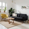 Bright living room with sofa carpet and armchair Royalty Free Stock Photo