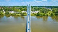 Bright summer day aerial looking through Ron Venderly Family Bridge aerial to PFW campus Royalty Free Stock Photo