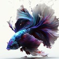 Image of brightly colored betta fish with long beautiful tails. Pet. illustration. Generative AI