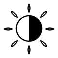 Image brightness adjustment icon, brightness sign black white circle petals