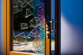 An image of broken glass door. Generative AI Royalty Free Stock Photo