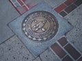 Image of a bronze plate on the Boston Freedom Trail. Royalty Free Stock Photo