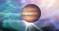 Image of brown planet in smoky green and violet space Royalty Free Stock Photo