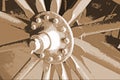 SEPIA IMAGE OF OLD WHEEL AND HUB Royalty Free Stock Photo