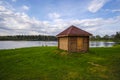 Building on the bank of lake Valdai in Russia Royalty Free Stock Photo