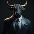 Image of a bull businessman wearing a suit on clean background. Wildlife Animals. Illustration, generative AI Royalty Free Stock Photo