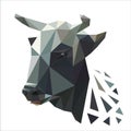 Image of bull head, cow. Vector illustration polygon