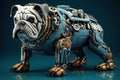 Image of bulldog robot are made of electronic machinery. Pet. Animals. Illustration, Generative AI Royalty Free Stock Photo