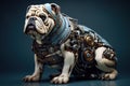 Image of bulldog robot are made of electronic machinery. Pet. Animals. Illustration, Generative AI Royalty Free Stock Photo