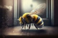 Image of bumble bee on the floor. Insect. Illustration, generative AI