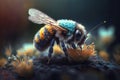 Image of a bumble bee sucking nectar from a flower. Insect. Illustration, generative AI