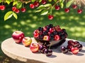 image of a bunch of cherries blackberries and appl